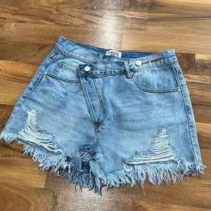 Insane gene crossover button jean shorts